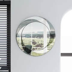 24 Inch Wall-Mounted Silver Round Mirror for Home Décor