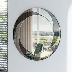24 Inch Wall-Mounted Silver Round Mirror for Home Décor