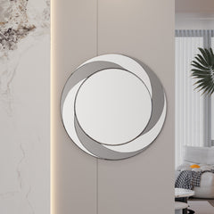 24 Inch Wall-Mounted Silver Round Mirror for Home Décor