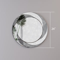 24 Inch Wall-Mounted Silver Round Mirror for Home Décor