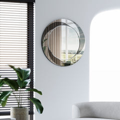 24 Inch Wall-Mounted Silver Round Mirror for Home Décor