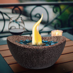 Tabletop Fire Pit Black, Outdoor & Indoor Fire Pit, Portable Concrete Fire Pit, Personal Ethanol Fireplace, Outdoor Table Top Fire Pit, Mini Fire Pit Smokeless Fire Bowl
