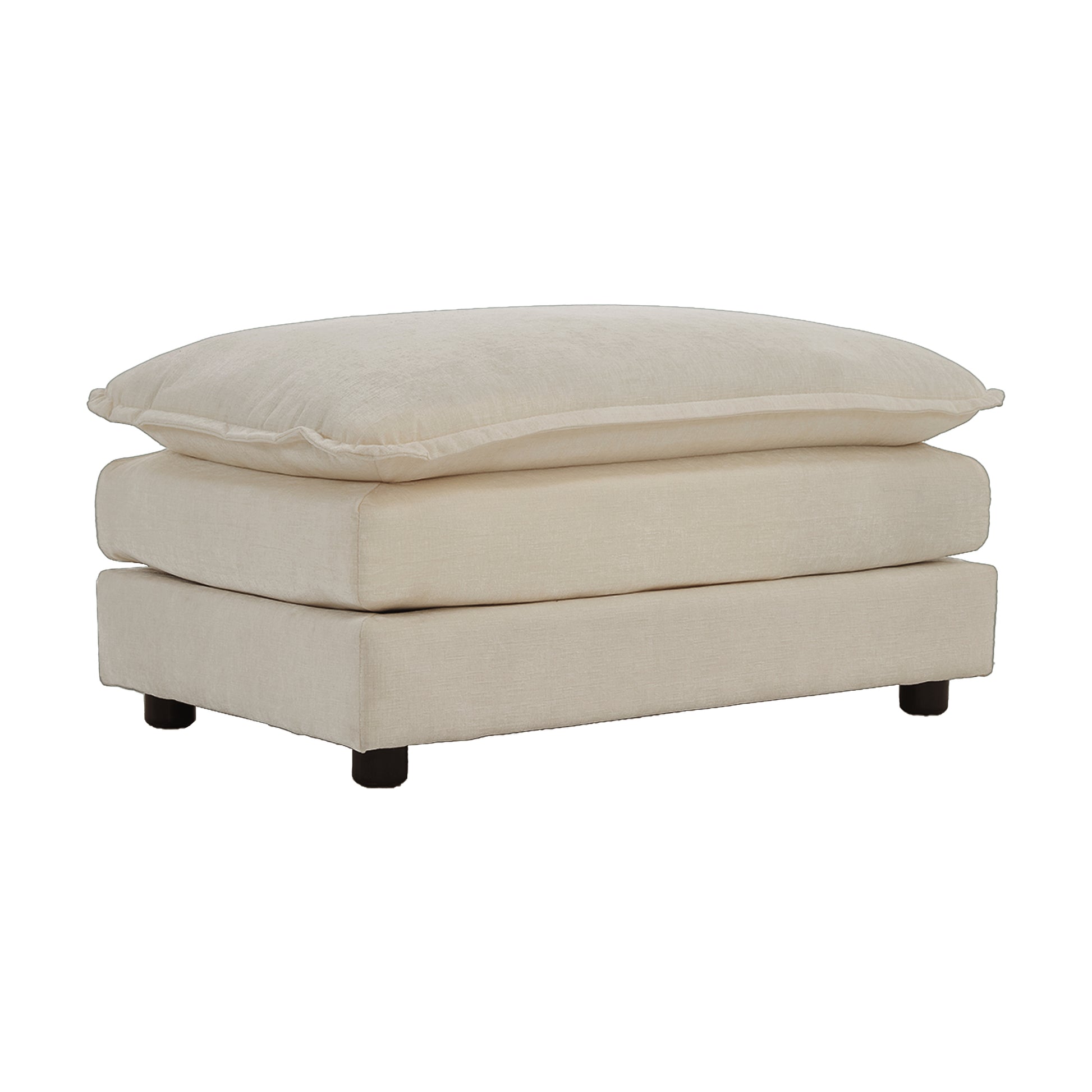 4 - Piece Upholstered Sectional Sofa, 1 - Piece of 2 Seater Sofa and 2- Piece of Ottomans, 2 Seater Loveseat Lounge with Ottomans, Light Coffee Chenille image 9
