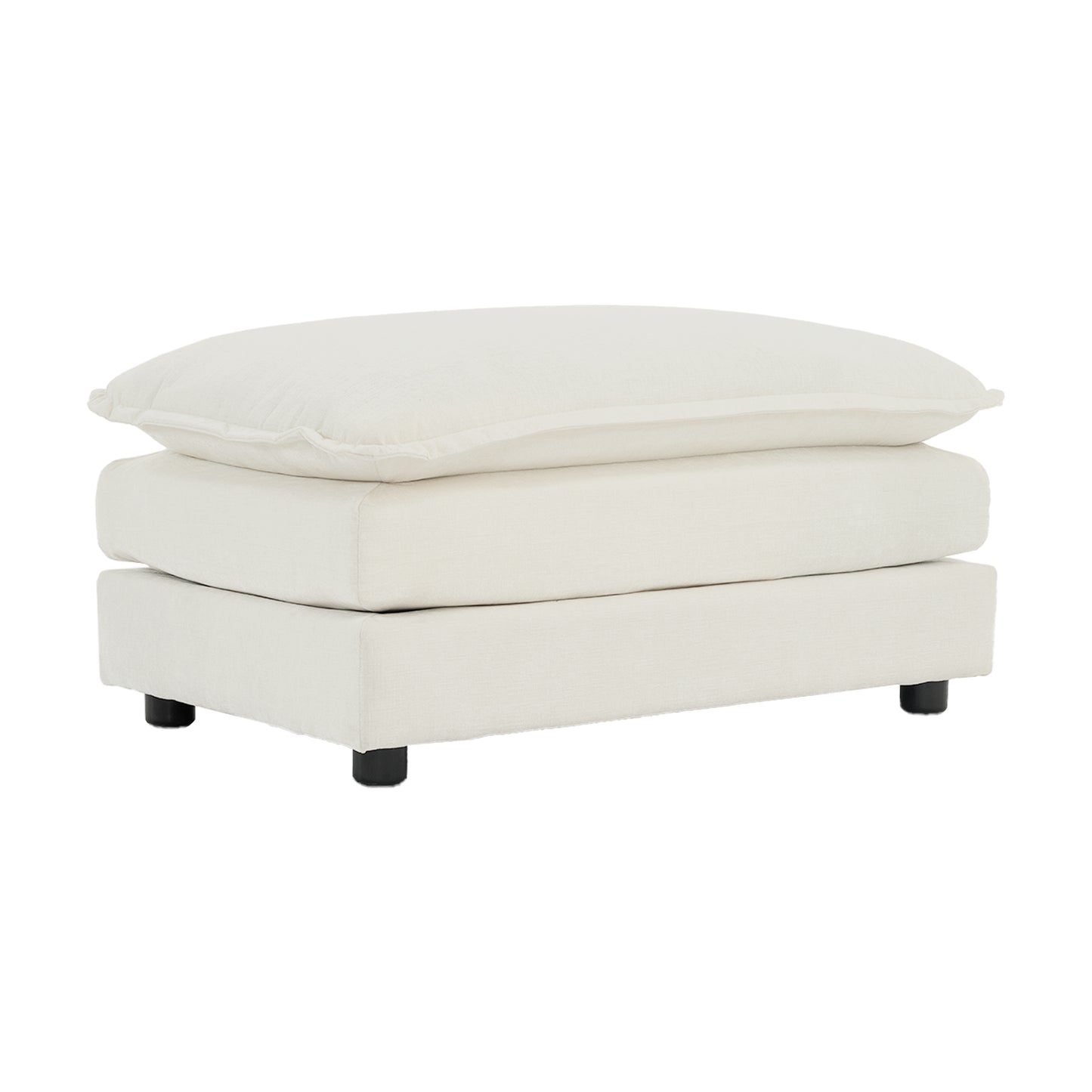 Chenille Fabric Ottomans Footrest to Combine with 2 Seater Sofa, 3 Seater Sofa and 4 Seater Sofa, White Chenille image 1