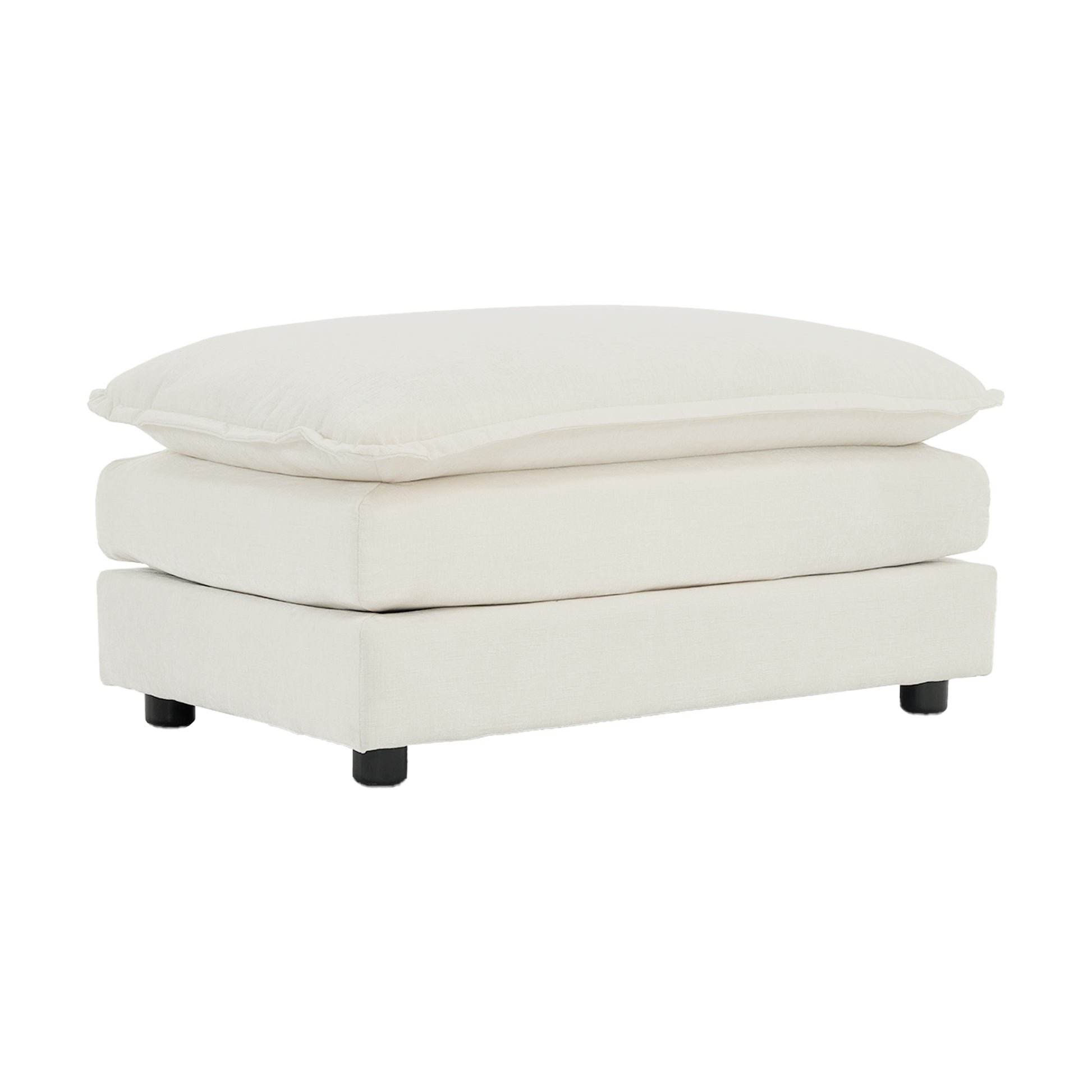 Chenille Fabric Ottomans Footrest to Combine with 2 Seater Sofa, 3 Seater Sofa and 4 Seater Sofa, White Chenille image 1