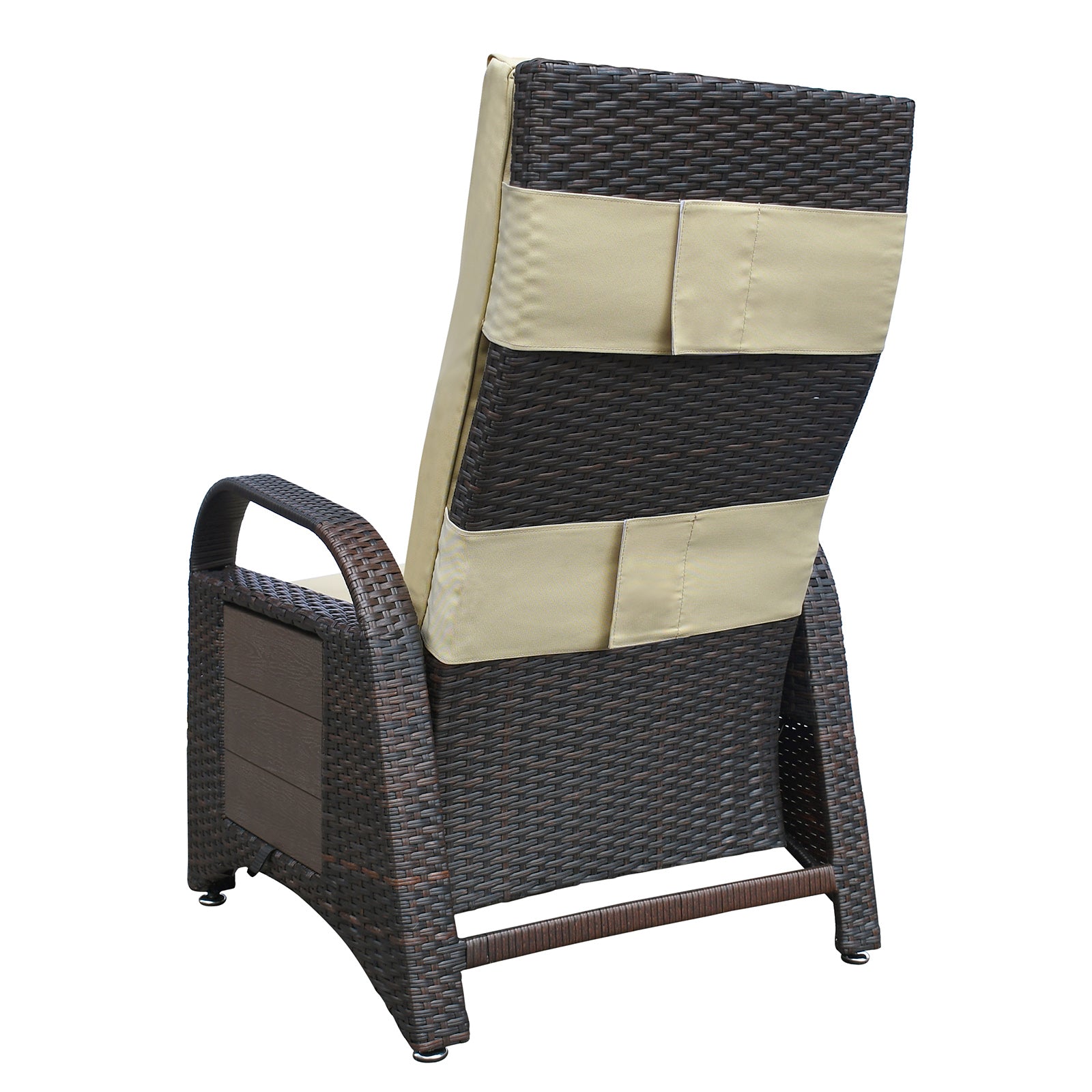 Outdoor Recliner Chair,PE Wicker Adjustable Reclining Lounge Chair and Removable Soft Cushion, with Modern Armchair and Ergonomic for Home, Sunbathing or Relaxation (Khaki) image 3