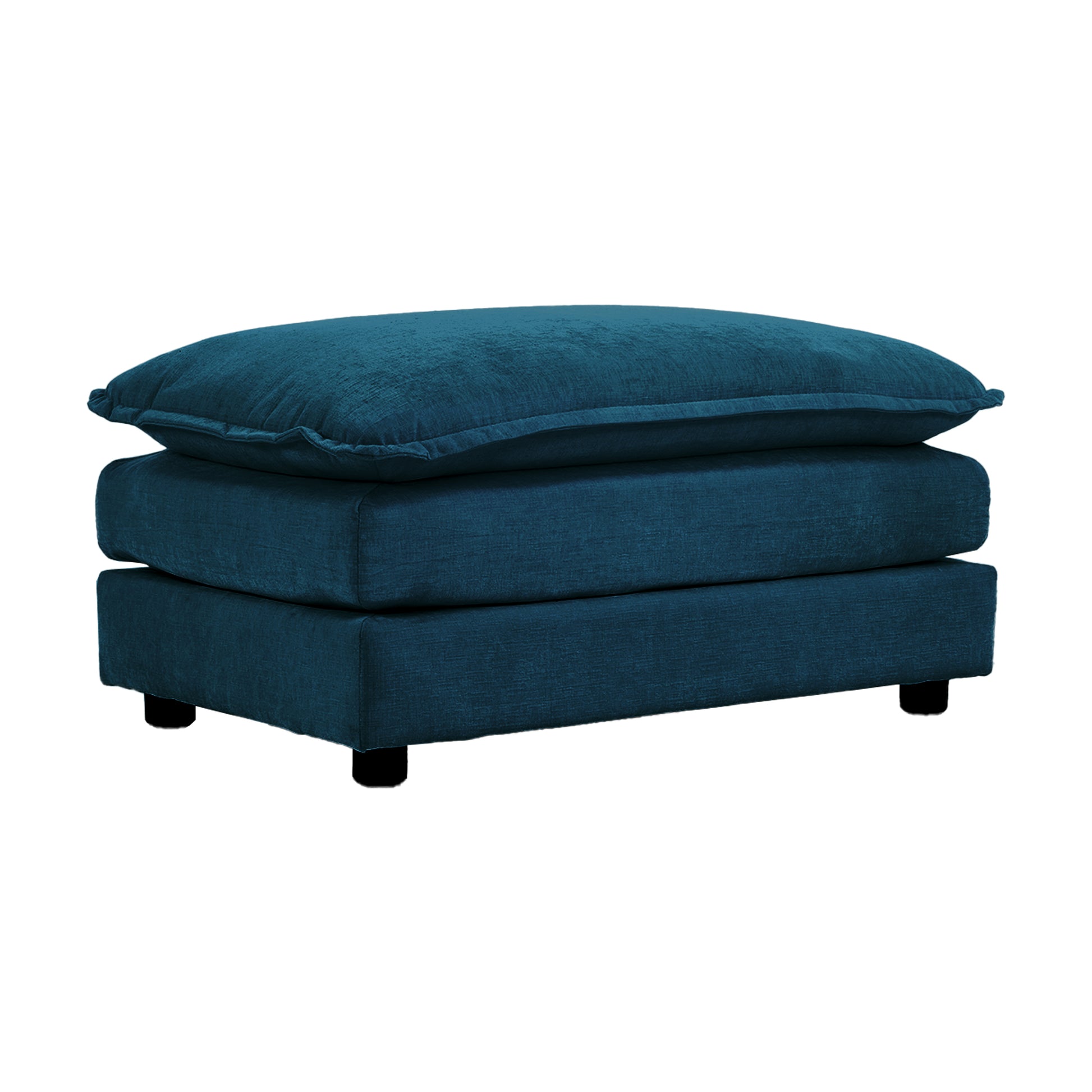 Chenille Fabric Ottomans Footrest to Combine with 2 Seater Sofa, 3 Seater Sofa and 4 Seater Sofa, Blue Chenille image 1