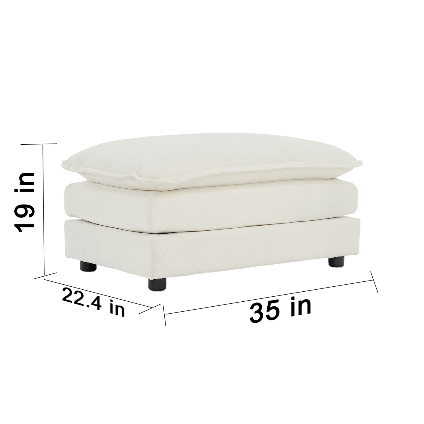 Chenille Fabric Ottomans Footrest to Combine with 2 Seater Sofa, 3 Seater Sofa and 4 Seater Sofa, White Chenille image 5