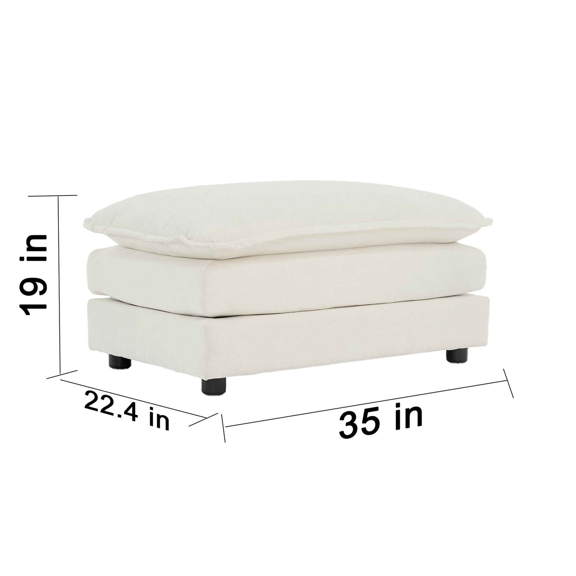Chenille Fabric Ottomans Footrest to Combine with 2 Seater Sofa, 3 Seater Sofa and 4 Seater Sofa, White Chenille image 5