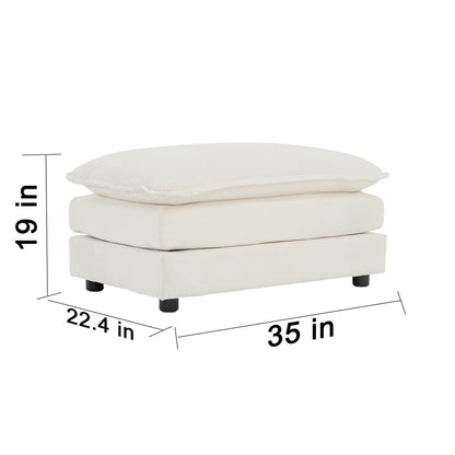 Chenille Fabric Ottomans Footrest to Combine with 2 Seater Sofa, 3 Seater Sofa and 4 Seater Sofa, White Chenille image 5