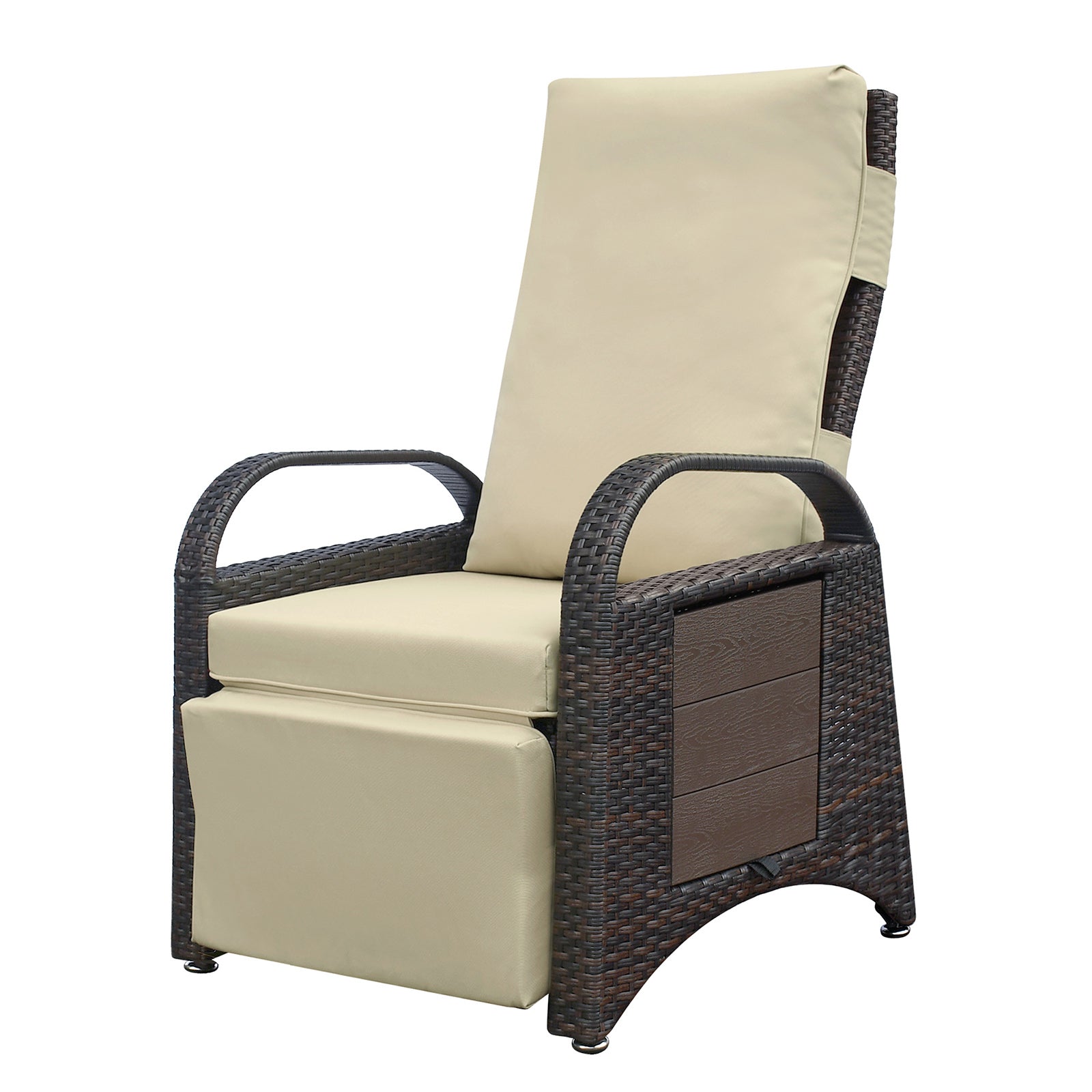 Outdoor Recliner Chair,PE Wicker Adjustable Reclining Lounge Chair and Removable Soft Cushion, with Modern Armchair and Ergonomic for Home, Sunbathing or Relaxation (Khaki) image 2