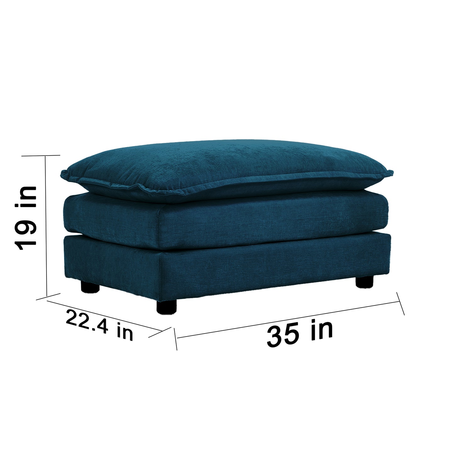 Chenille Fabric Ottomans Footrest to Combine with 2 Seater Sofa, 3 Seater Sofa and 4 Seater Sofa, Blue Chenille image 4