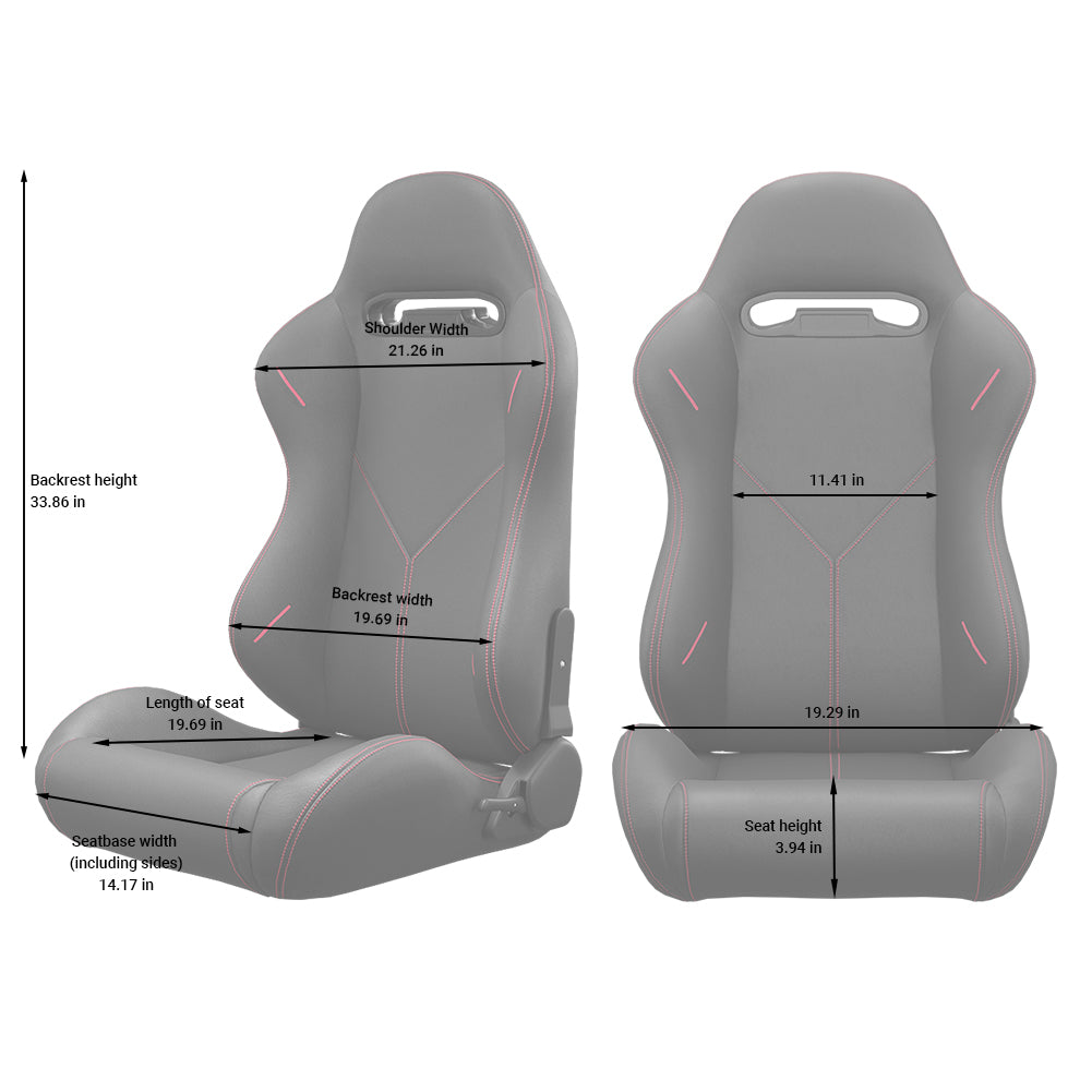 2PC Universal Bucket Racing Seats Stitch PVC Leather Reclinable Carbon Look Leather Black With Adjustor Slider(Not Including Seat Bracket) 1 box of 2 pieces image 4