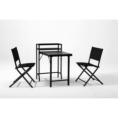 3PCS Patio Bistro Set, Patio Set of Foldable Patio Table and Chairs,Outdoor Patio Furniture Sets,Black