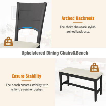 TOPMAX 6-Piece Wood Half Round Dining Table Set Kitchen Table Set with Long Bench and 4 Dining Chairs, Modern Style, Gray image 12