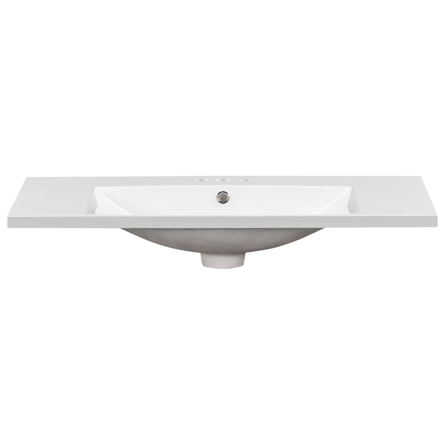 [Sink Only] 36x18" Rectangular 3 Hole Bathroom Resin Sink, Vanity Top Sink Only, Fits 4" Center Faucet, White (Faucet and cabinet not included) image 8