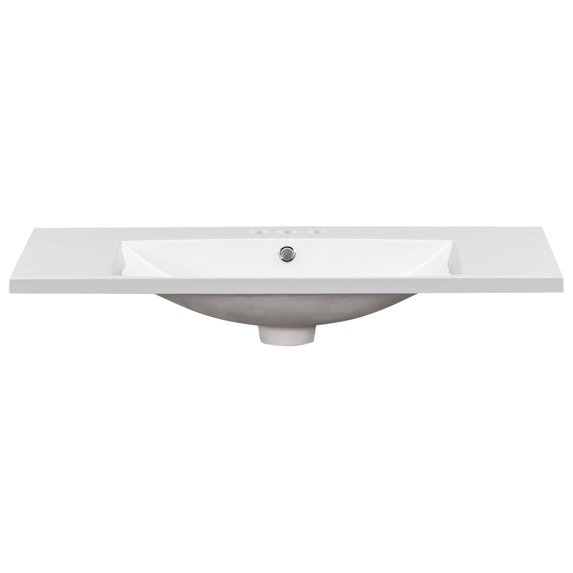 [Sink Only] 36x18" Rectangular 3 Hole Bathroom Resin Sink, Vanity Top Sink Only, Fits 4" Center Faucet, White (Faucet and cabinet not included) image 8