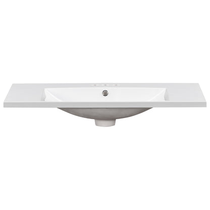 [Sink Only] 36x18" Rectangular 3 Hole Bathroom Resin Sink, Vanity Top Sink Only, Fits 4" Center Faucet, White (Faucet and cabinet not included) image 8