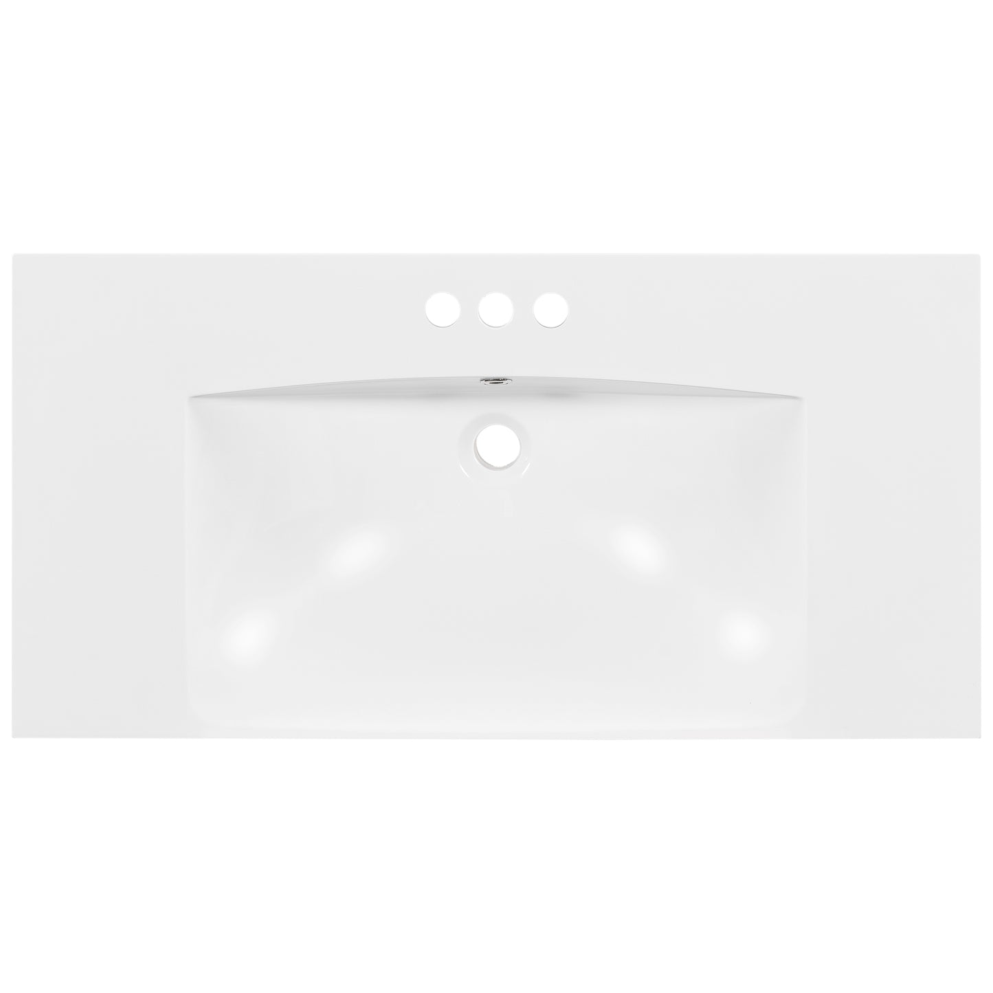 [Sink Only] 36x18" Rectangular 3 Hole Bathroom Resin Sink, Vanity Top Sink Only, Fits 4" Center Faucet, White (Faucet and cabinet not included) image 1
