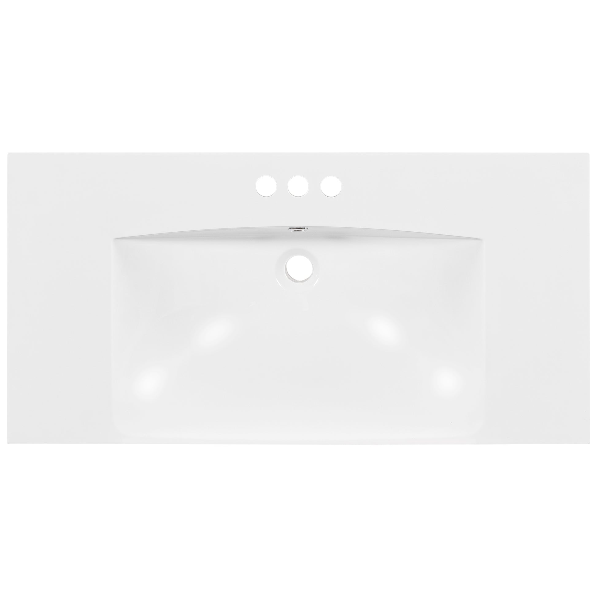 [Sink Only] 36x18" Rectangular 3 Hole Bathroom Resin Sink, Vanity Top Sink Only, Fits 4" Center Faucet, White (Faucet and cabinet not included) image 1