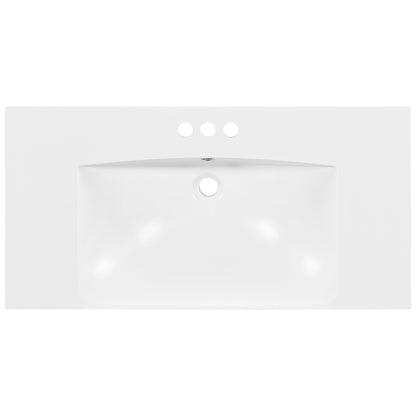 [Sink Only] 36x18" Rectangular 3 Hole Bathroom Resin Sink, Vanity Top Sink Only, Fits 4" Center Faucet, White (Faucet and cabinet not included) image 1