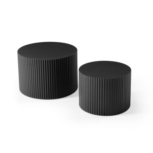 BLACK Round Nesting Table Set of 2,Handcraft MDF Coffee Table for Living Room/Leisure Area(Same Sku:W87682176) image 2