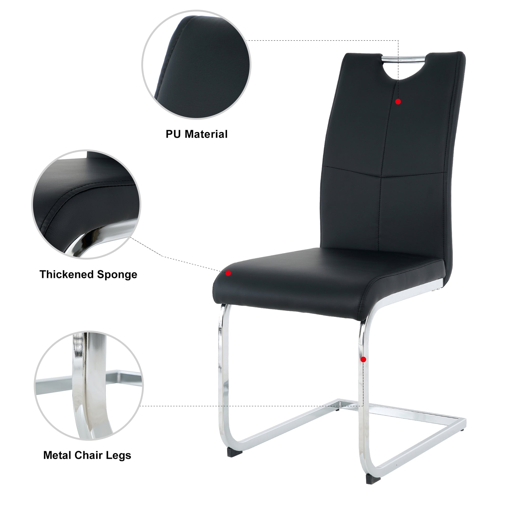 Modern Dining Chairs with Faux Leather Padded Seat Dining Living Room Chairs Upholstered Chair with Chrome Metal Legs Design for Kitchen, Living, Bedroom, Dining Room Side Chairs Set of 2 image 9