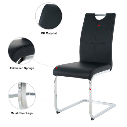 Modern Dining Chairs with Faux Leather Padded Seat Dining Living Room Chairs Upholstered Chair with Chrome Metal Legs Design for Kitchen, Living, Bedroom, Dining Room Side Chairs Set of 2 image 9