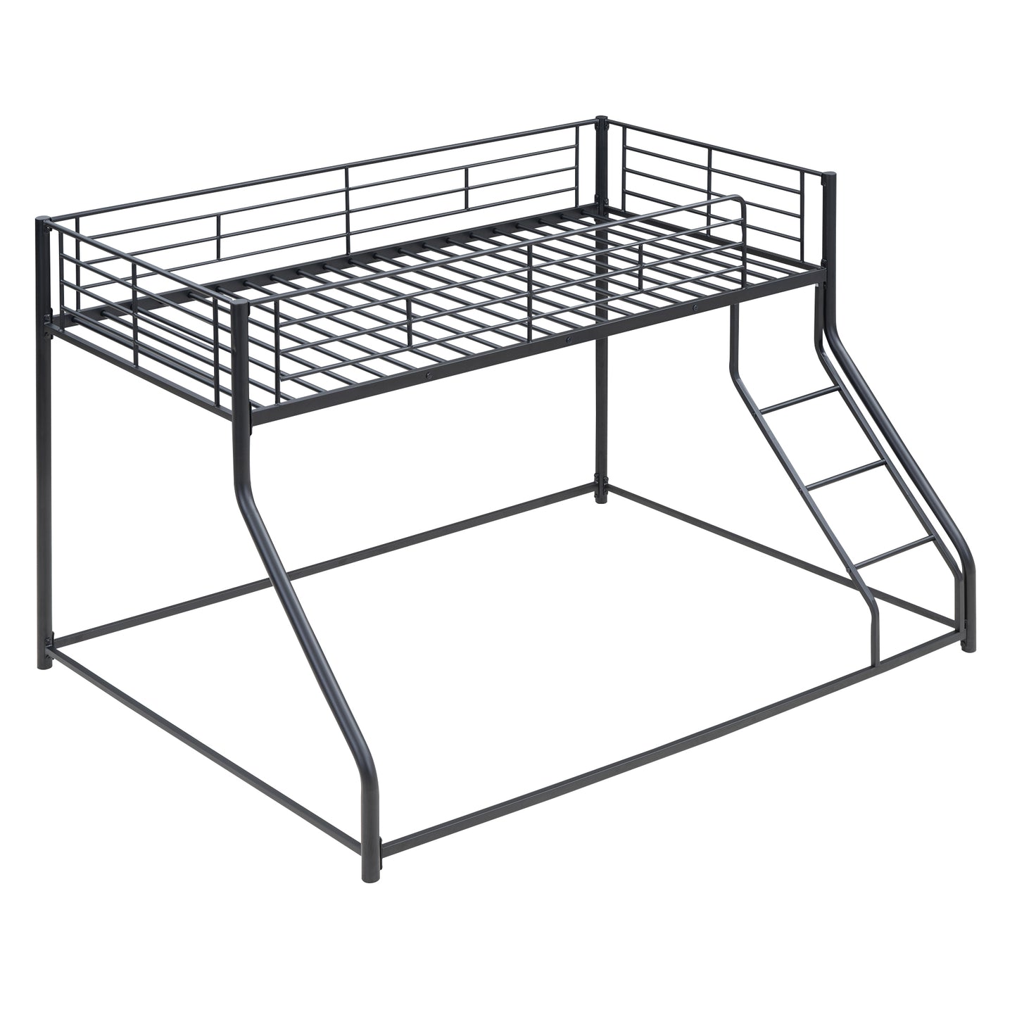 Metal Floor Bunk Bed, Twin XL over Queen, Black image 7
