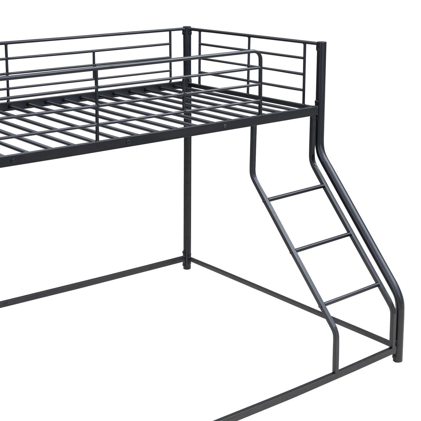 Metal Floor Bunk Bed, Twin XL over Queen, Black image 8