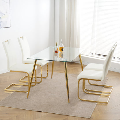 Modern Dining Chairs with Faux Leather Padded Seat Dining Living Room Chairs Upholstered Chair with gold Metal Legs Design for Kitchen, Living, Bedroom, Dining Room Side Chairs Set of 4 image 4