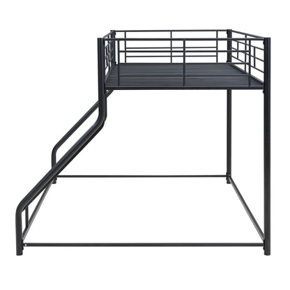 Metal Floor Bunk Bed, Twin XL over Queen, Black image 11