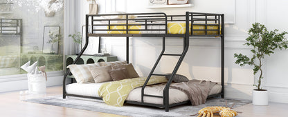 Metal Floor Bunk Bed, Twin XL over Queen, Black image 5