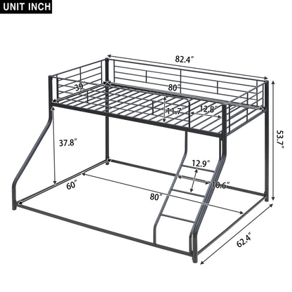 Metal Floor Bunk Bed, Twin XL over Queen, Black image 6