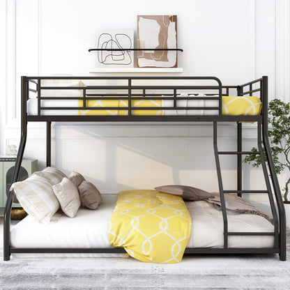 Metal Floor Bunk Bed, Twin XL over Queen, Black image 3
