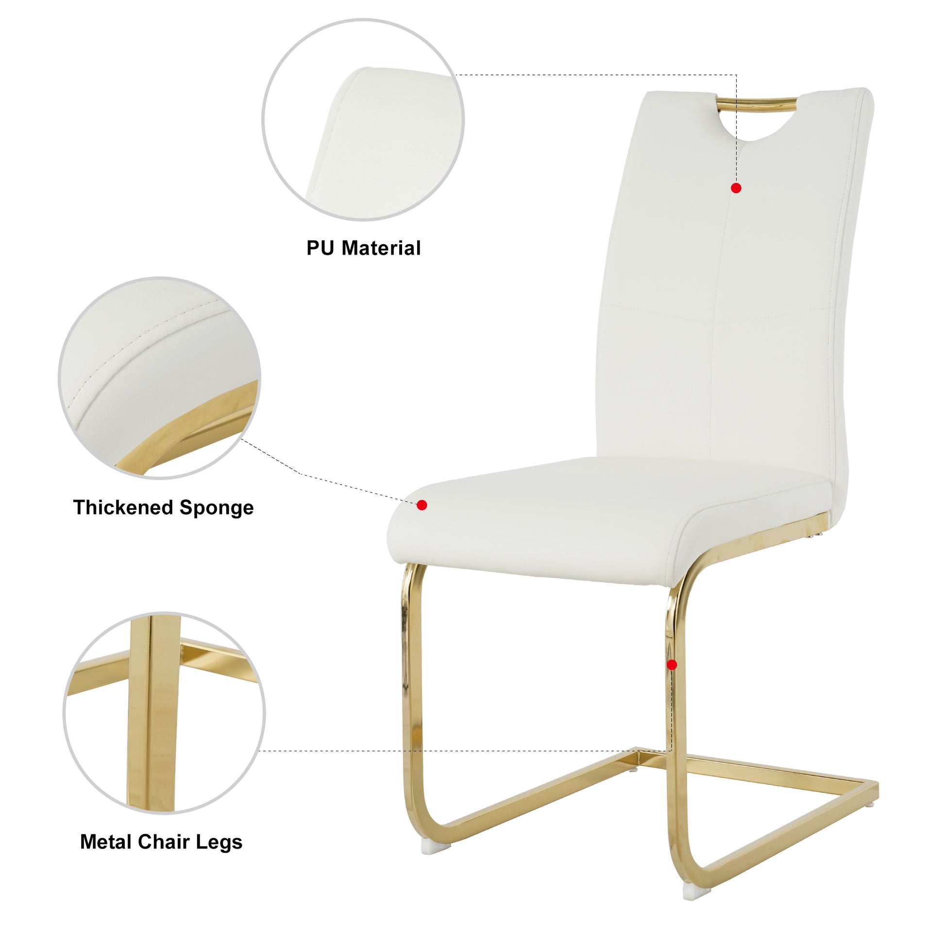 Modern Dining Chairs with Faux Leather Padded Seat Dining Living Room Chairs Upholstered Chair with gold Metal Legs Design for Kitchen, Living, Bedroom, Dining Room Side Chairs Set of 2 image 10