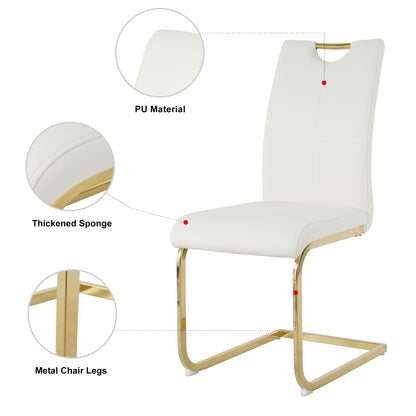 Modern Dining Chairs with Faux Leather Padded Seat Dining Living Room Chairs Upholstered Chair with gold Metal Legs Design for Kitchen, Living, Bedroom, Dining Room Side Chairs Set of 2 image 10