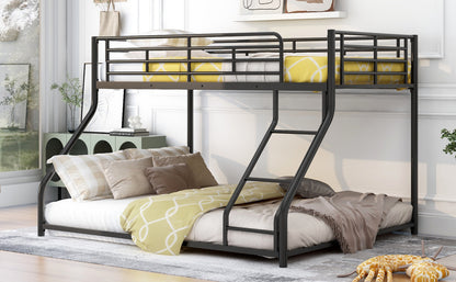 Metal Floor Bunk Bed, Twin XL over Queen, Black image 4