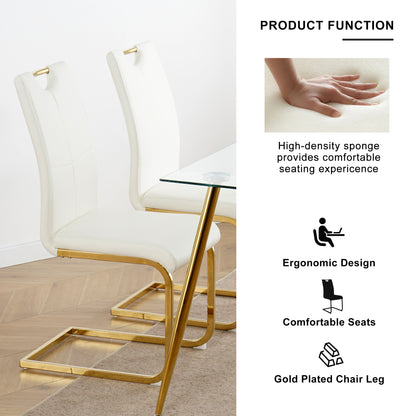 Modern Dining Chairs with Faux Leather Padded Seat Dining Living Room Chairs Upholstered Chair with gold Metal Legs Design for Kitchen, Living, Bedroom, Dining Room Side Chairs Set of 2 image 9