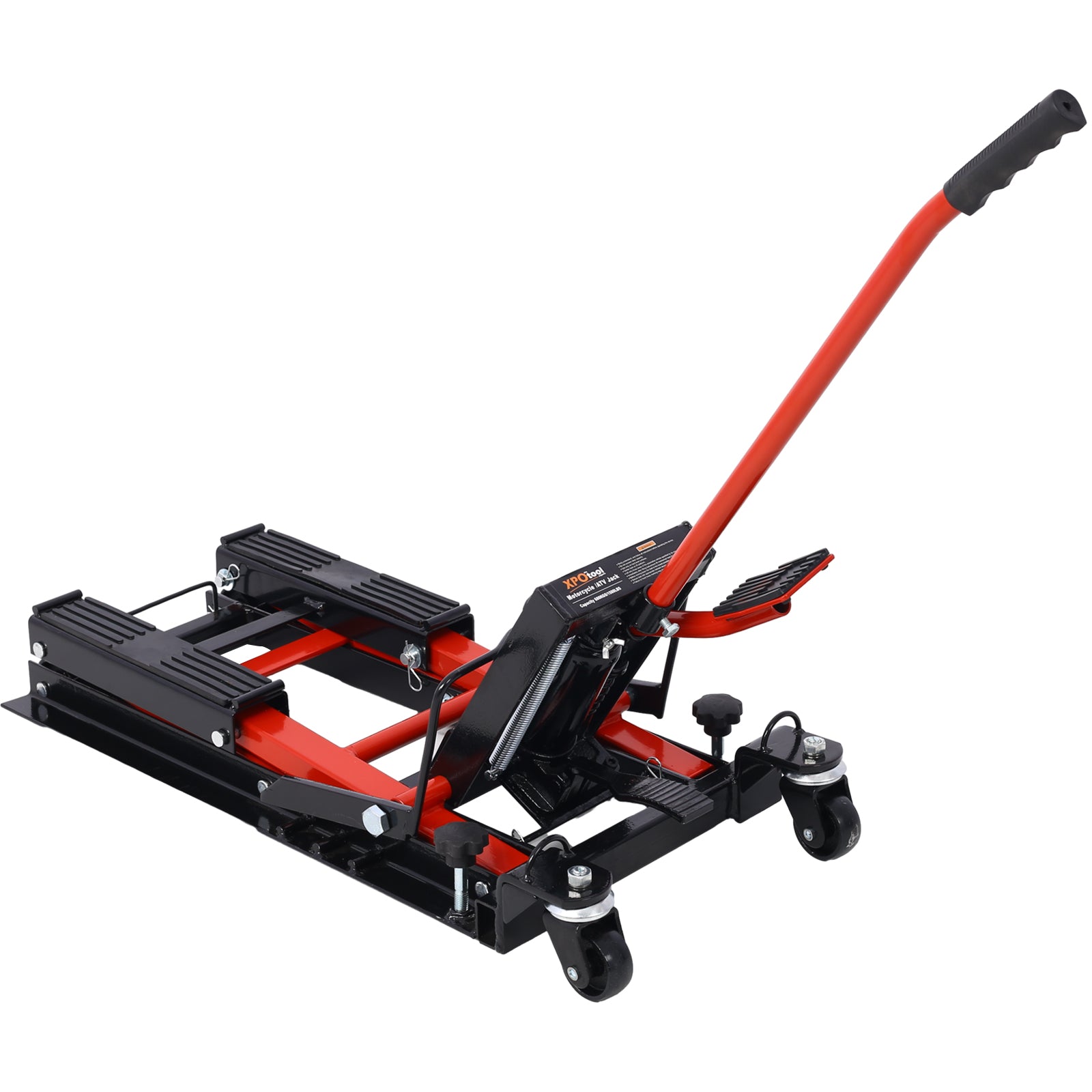 Hydraulic Motorcycle Lift Jack, 1500 LBS Capacity ATV Scissor Lift Jack, Portable Motorcycle Lift Table with 4 Wheels, Hydraulic Foot-Operated Hoist Stand for Motorcycle ATV UTV Powersports image 4