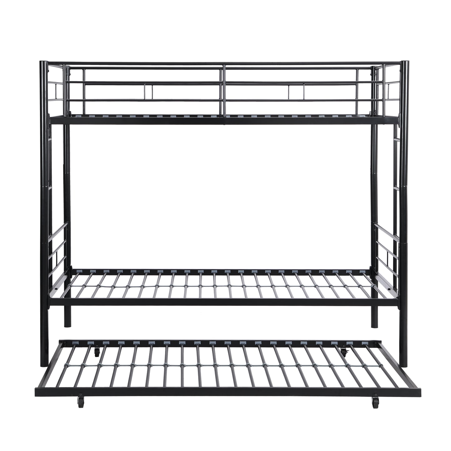 Twin Over Twin Metal Bunk Bed with trundle Black image 7