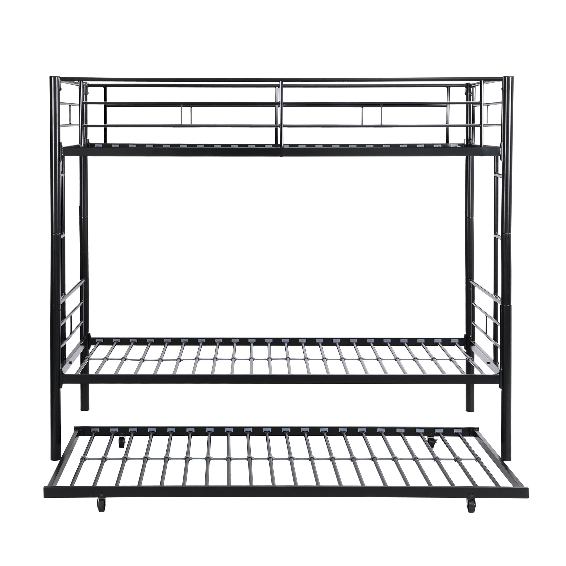Twin Over Twin Metal Bunk Bed with trundle Black image 7