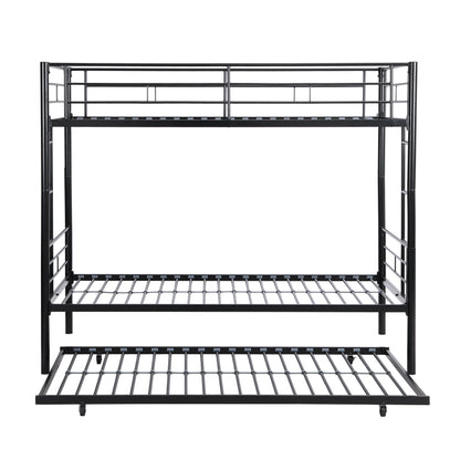 Twin Over Twin Metal Bunk Bed with trundle Black image 7