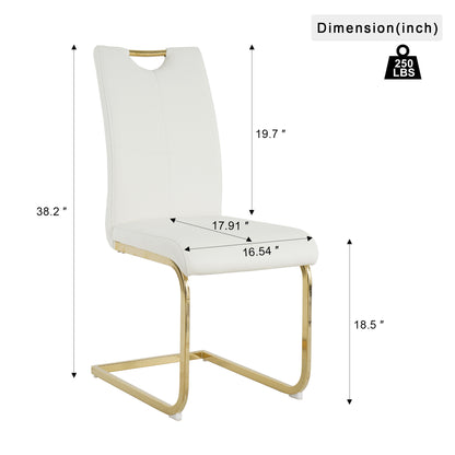 Modern Dining Chairs with Faux Leather Padded Seat Dining Living Room Chairs Upholstered Chair with gold Metal Legs Design for Kitchen, Living, Bedroom, Dining Room Side Chairs Set of 2 image 11