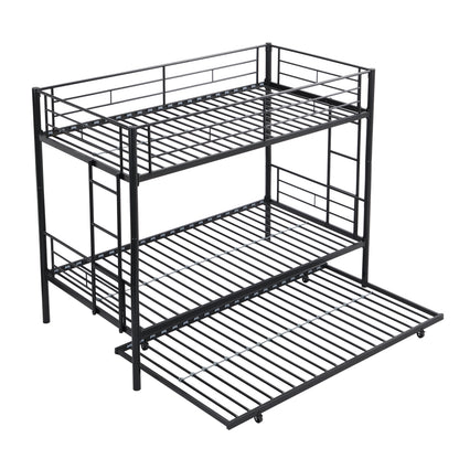 Twin Over Twin Metal Bunk Bed with trundle Black image 9
