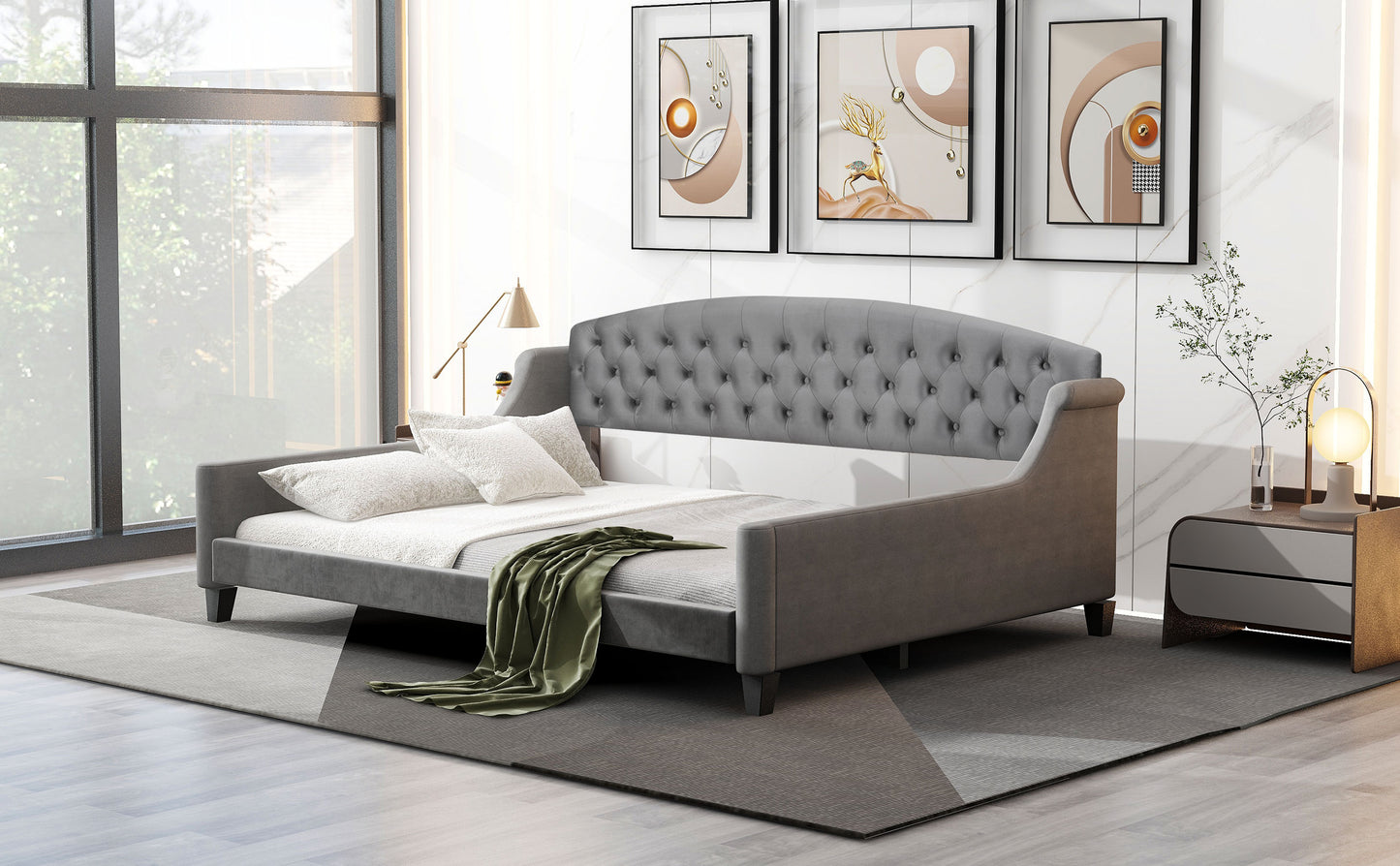 Modern Luxury Tufted Button Daybed, Full, Gray (Old SKU: SM001009AAE,GX001009AAE) image 4