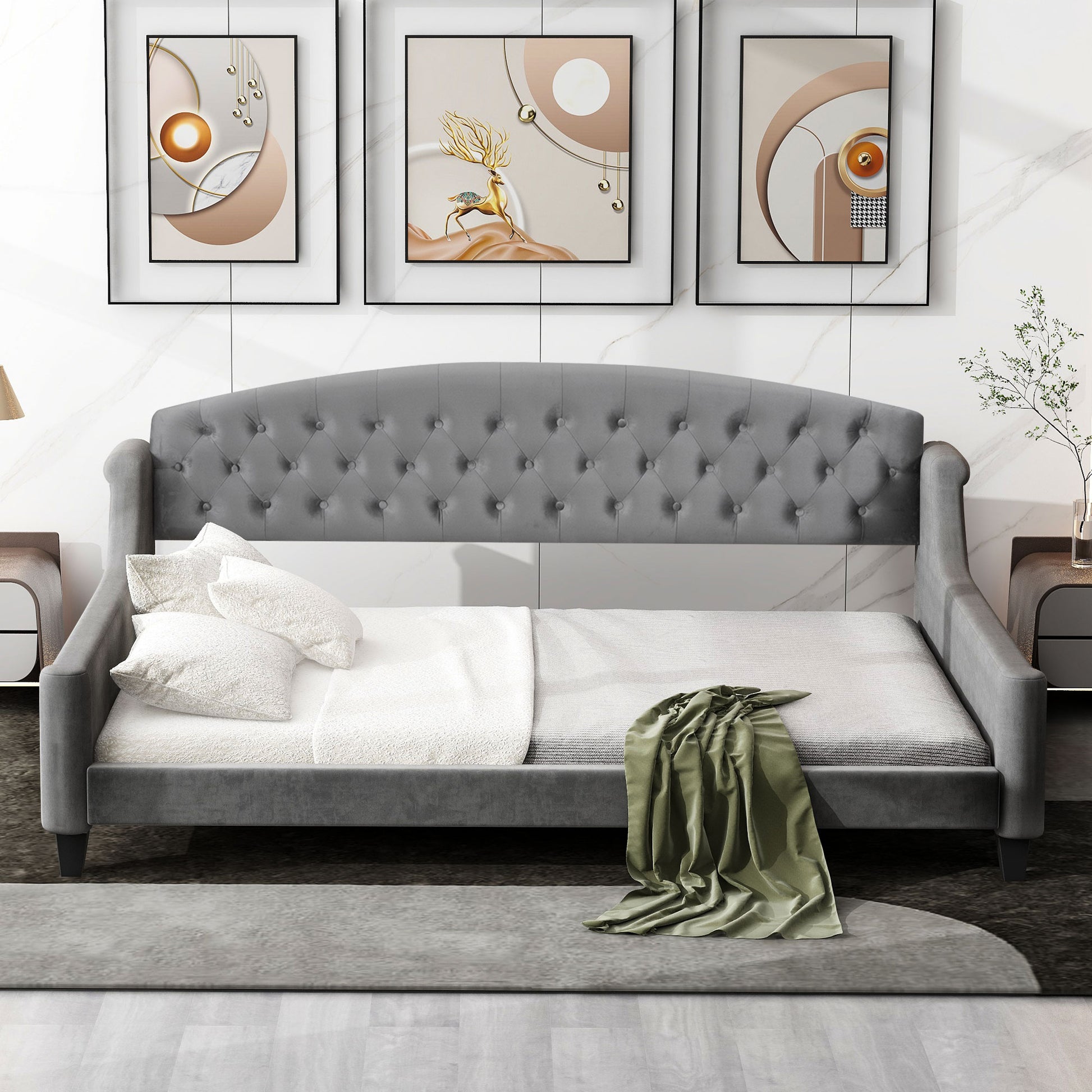 Modern Luxury Tufted Button Daybed, Full, Gray (Old SKU: SM001009AAE,GX001009AAE) image 3