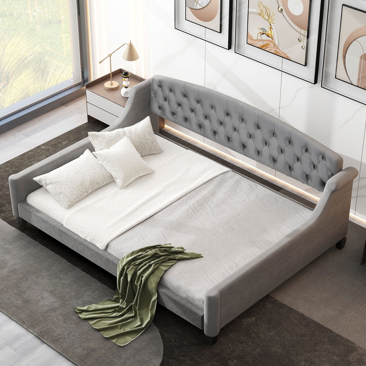 Modern Luxury Tufted Button Daybed, Full, Gray (Old SKU: SM001009AAE,GX001009AAE) image 2