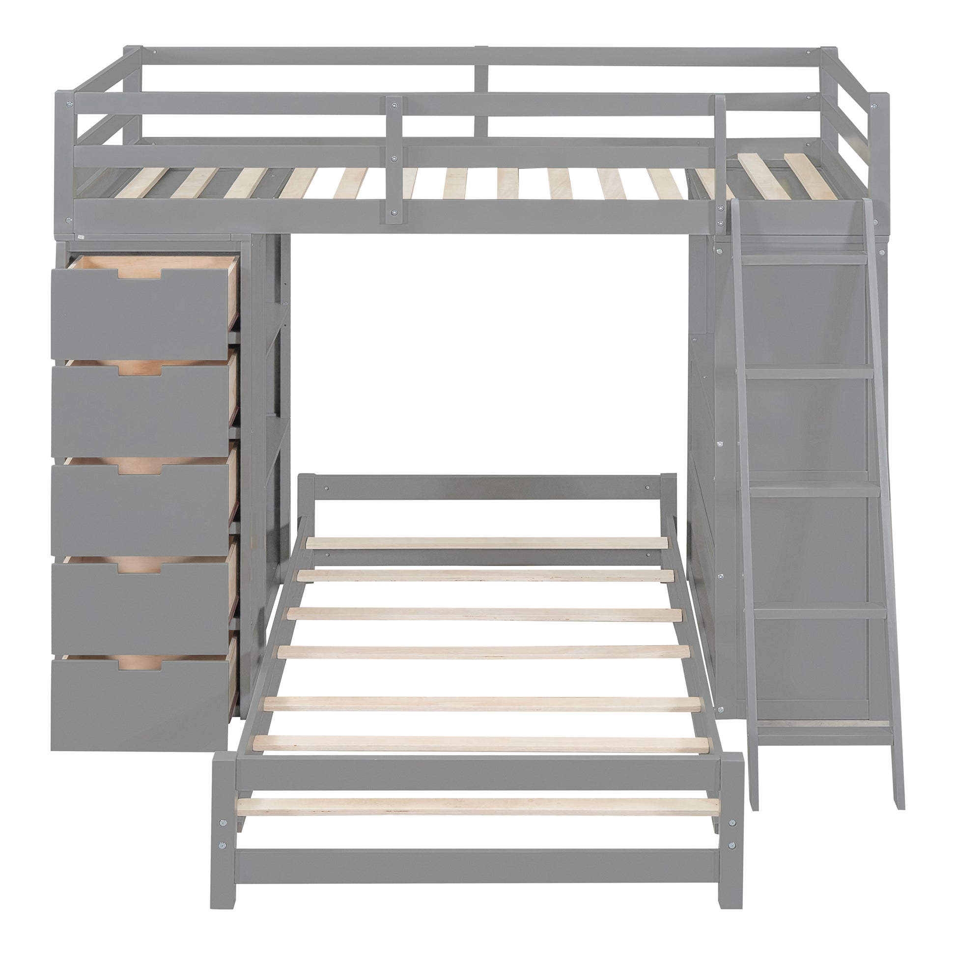 Twin over Twin Bunk Bed with LED Light and USB Ports, Gray(OLD SKU:LT001218AAE-1) image 12