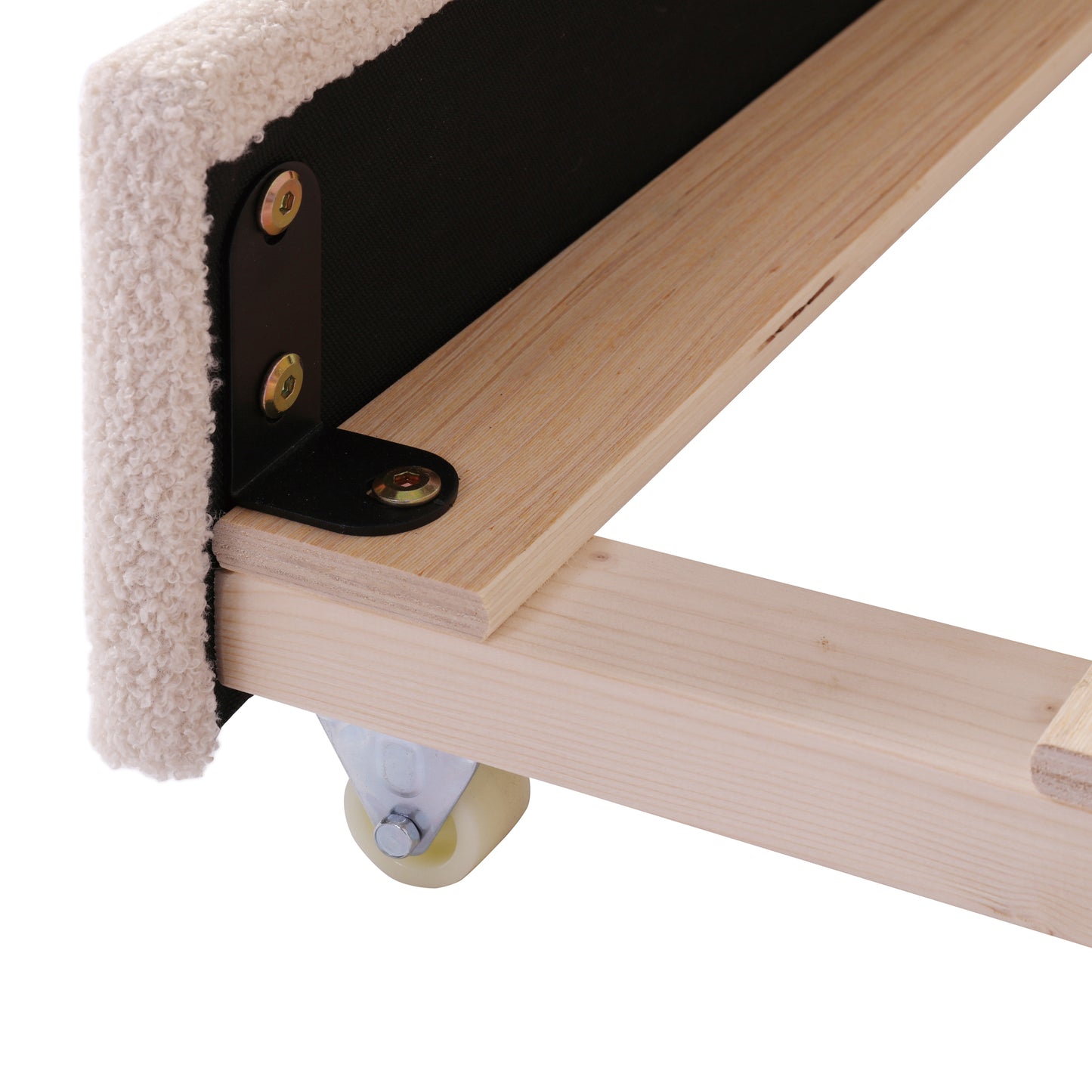 Teddy Fleece Twin Size Upholstered Daybed with Light and Trundle, Beige image 12